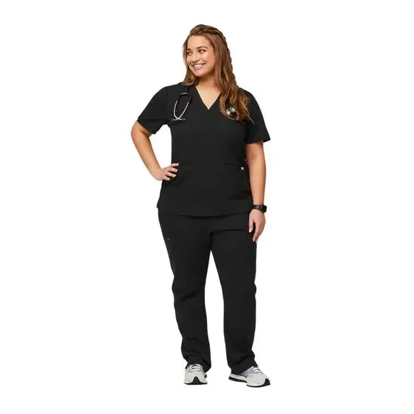 Figs Casma Three Pocket Scrub Top Black NWT Women’s XXL 2XL Plus V-Neck Medical - Picture 9 of 11